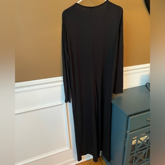 Zara Trafalac Ribbed Long Sleeve Black Jumpsuit Size L Goth Wide Leg Stretchy - Picture 6 of 6
